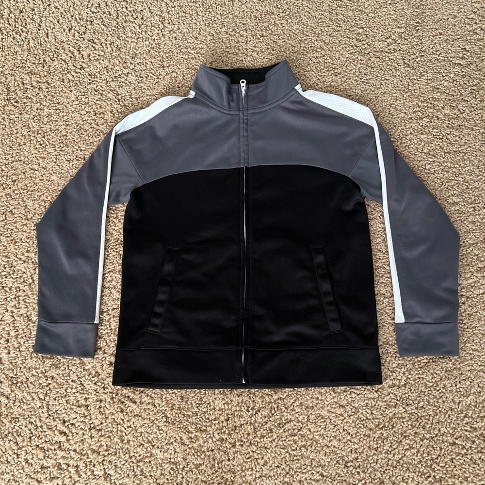 Athletic Works Boys Black/Gray Full Zip Track Jacket Size Small 6/7